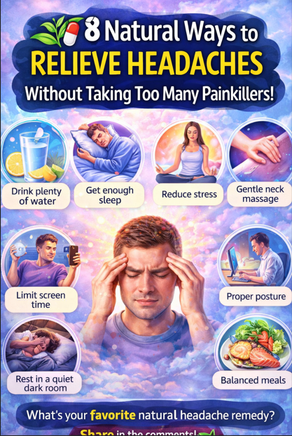 🌿💊 8 Natural Ways to Relieve Headaches Without Taking Too Many Painkillers!